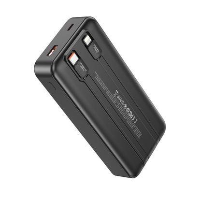XO Design PR249 External Battery, 20000mAh, 22.5W, QC + PD, 1 x Lightning - 1 x USB-A - 2 x USB-C, Black