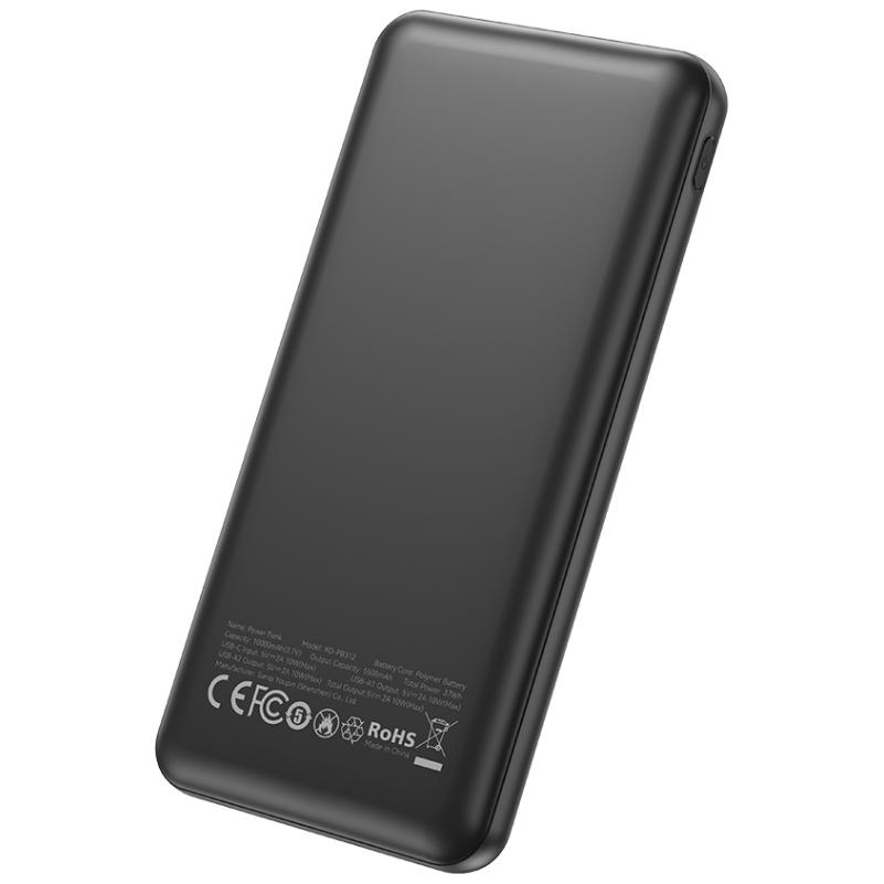 XO Design PB312 Ulkoinen Akku, 10000mAh, 10W, 2 x USB-A, Musta