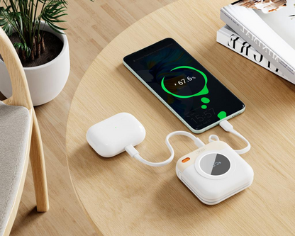 XO Design PR258 Ulkoinen Akku, 10000mAh, 20W, QC + PD, 1 x Lightning - 1 x USB-C, Beige