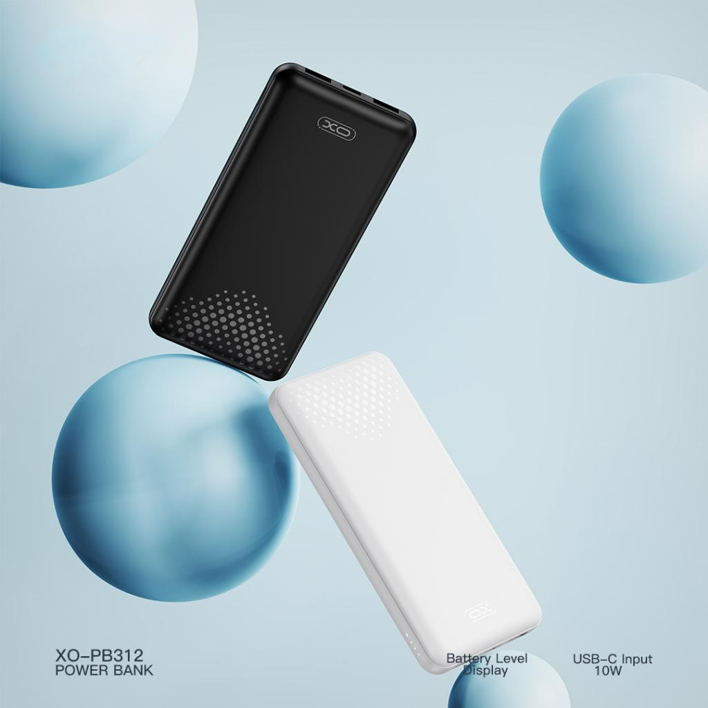 XO Design PB312 Ulkoinen Akku, 10000mAh, 10W, 2 x USB-A, Musta