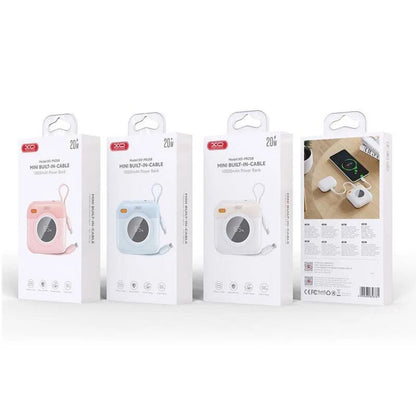 XO Design PR258 Ulkoinen Akku, 10000mAh, 20W, QC + PD, 1 x Lightning - 1 x USB-C, Beige