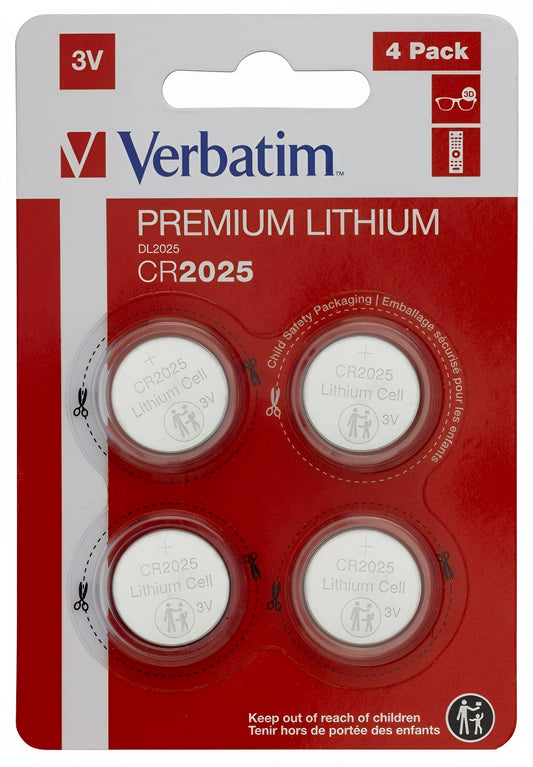 Verbatim Premium -paristo, CR2025, 4 kappaleen setti 49532