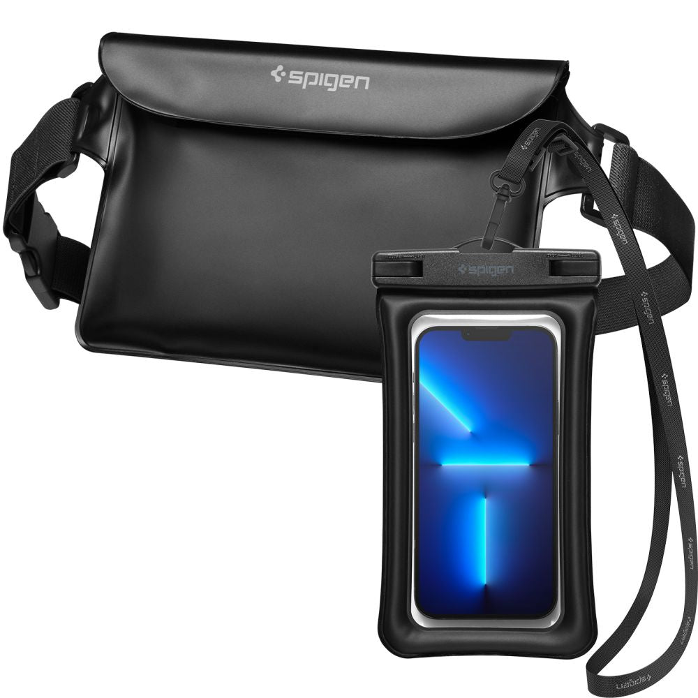 Spigen A621 Universalinen vedenpitävä laukku ja suojakotelo, musta AMP04533