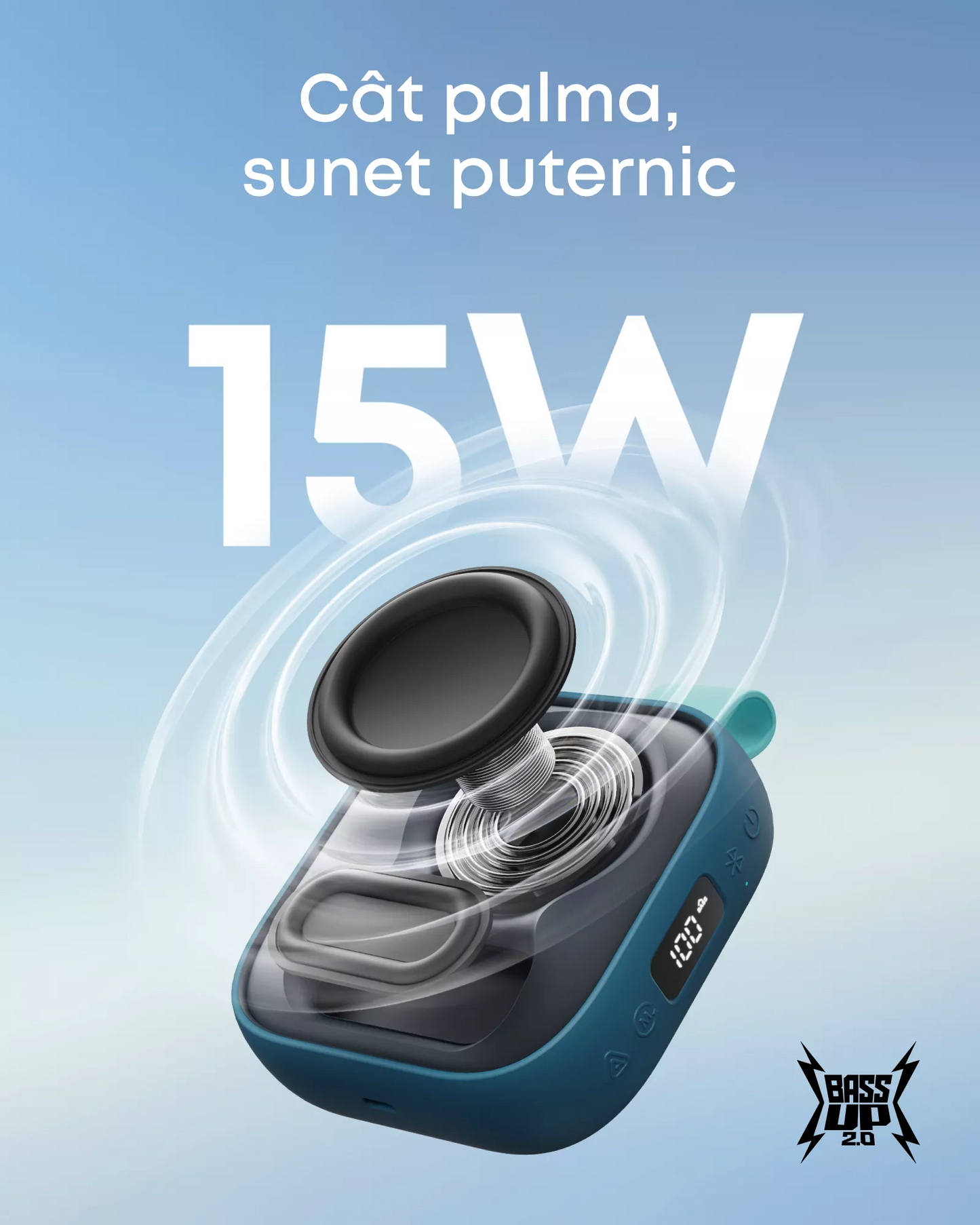 Kannettava Bluetooth-kaiutin Anker SoundCore Boom Go 3i, 15W, TWS, RGB, vedenpitävä, sininen D5103030