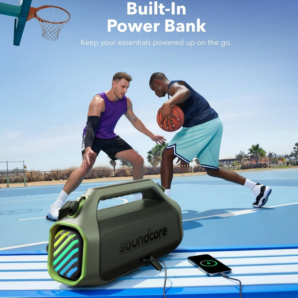 Kannettava Bluetooth-kaiutin Anker SoundCore Boom 2 Plus, 140W, TWS, RGB, vedenkestävä, vihreä, uudelleenpakattu A3134061