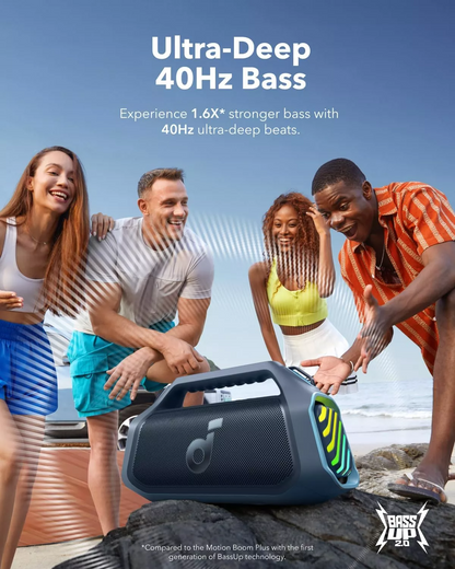 Kannettava Bluetooth-kaiutin Anker SoundCore Boom 2 Plus Uusi versio, 140W, TWS, RGB, vedenpitävä, sininen A3134032