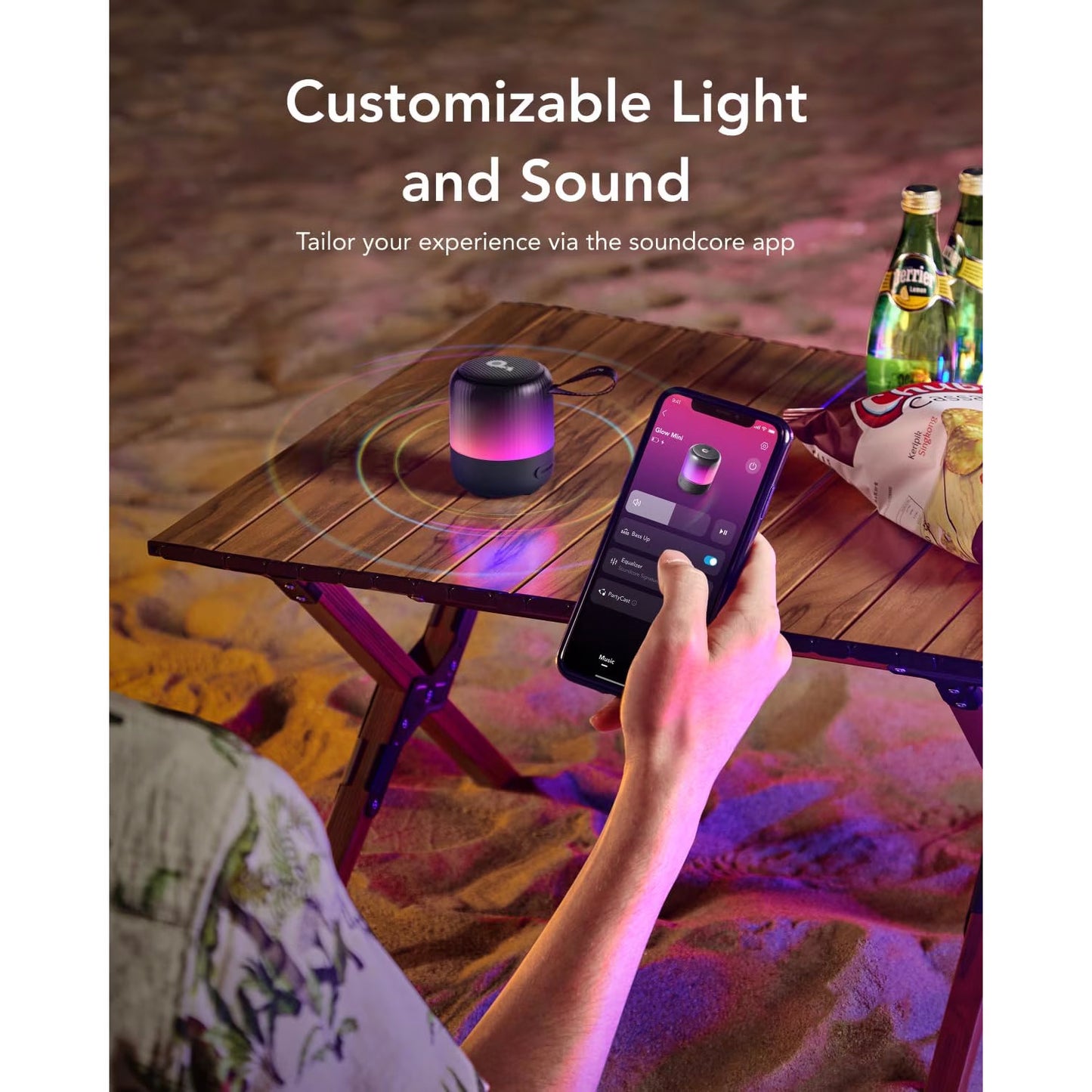 Kannettava Bluetooth-kaiutin Anker SoundCore Glow Mini, 8W, RGB, vedenpitävä, musta A3136G11 