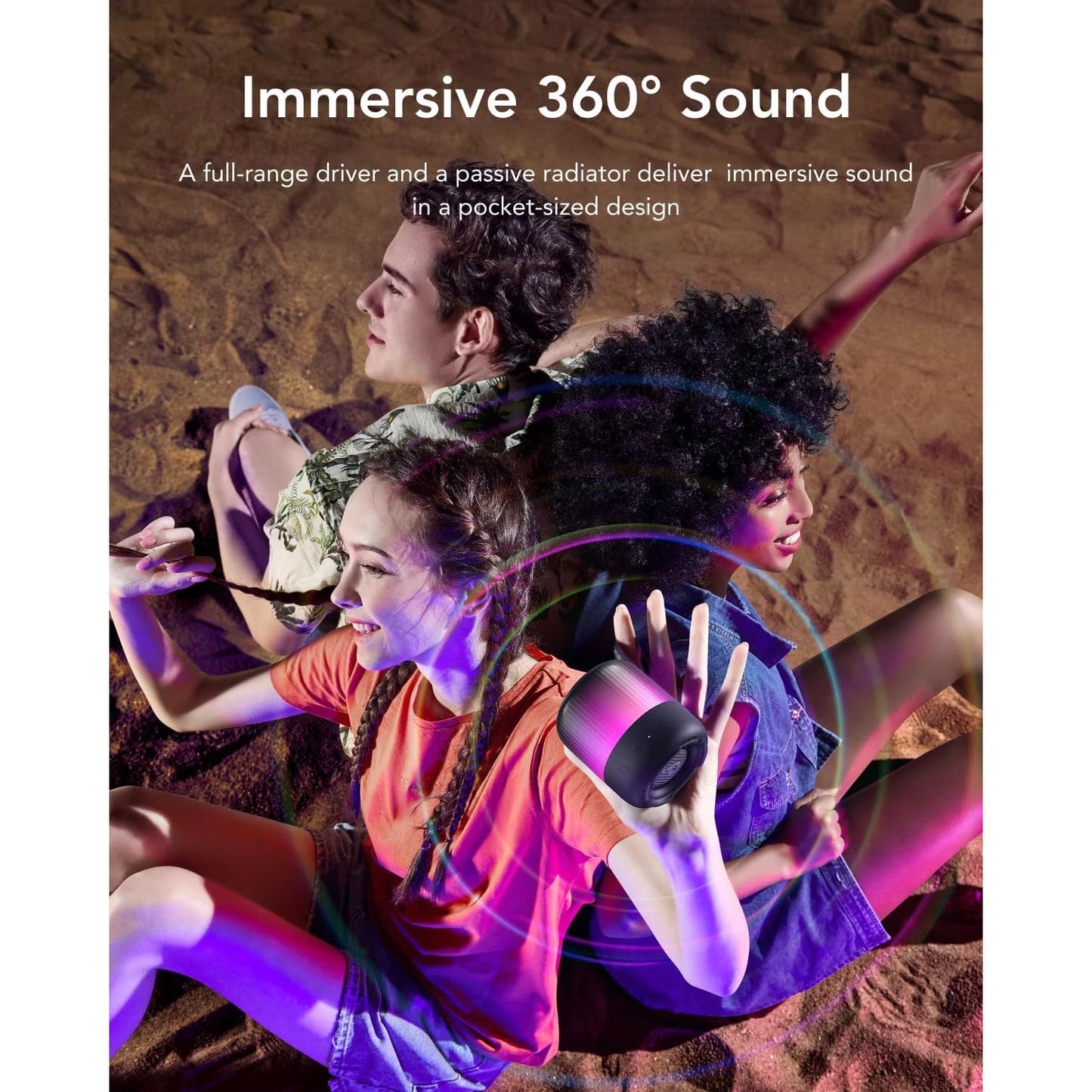 Kannettava Bluetooth-kaiutin Anker SoundCore Glow Mini, 8W, RGB, vedenpitävä, musta A3136G11 