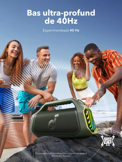 Kannettava Bluetooth-kaiutin Anker SoundCore Boom 2 Plus Uusi versio, 140W, TWS, RGB, vedenpitävä, vihreä A3134062