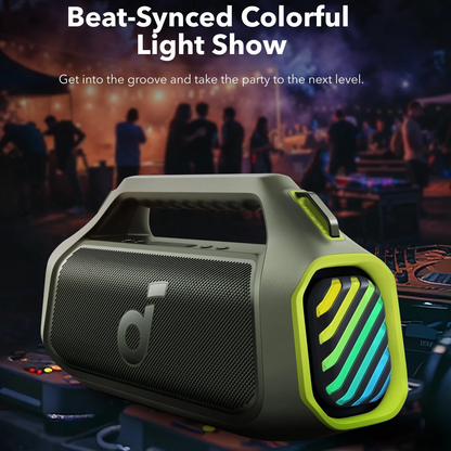 Kannettava Bluetooth-kaiutin Anker SoundCore Boom 2 Plus, 140W, TWS, RGB, vedenkestävä, vihreä, uudelleenpakattu A3134061