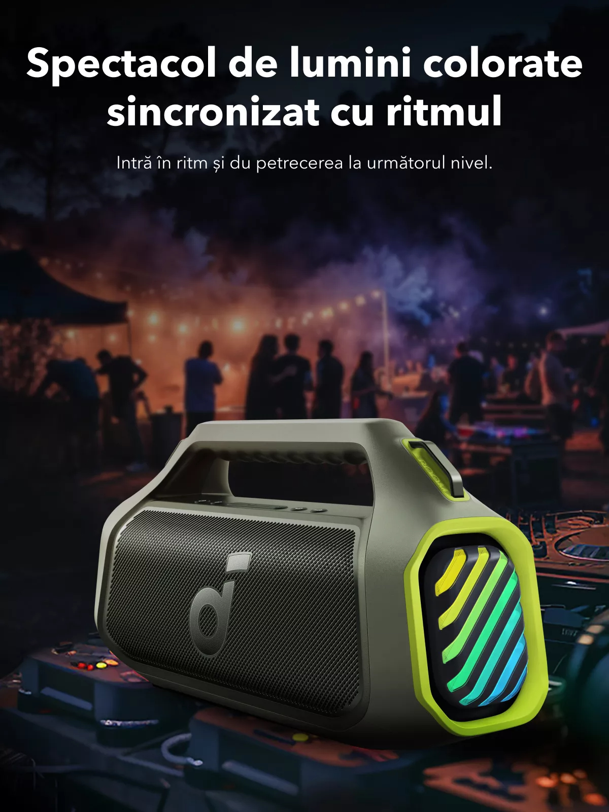 Kannettava Bluetooth-kaiutin Anker SoundCore Boom 2 Plus Uusi versio, 140W, TWS, RGB, vedenpitävä, vihreä A3134062