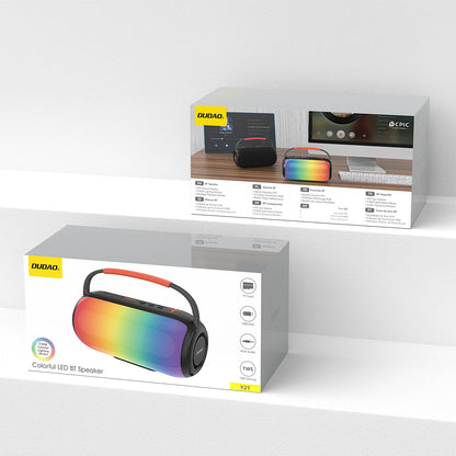 Dudao Y21 Kannettava Bluetooth-kaiutin, 2 x 5W, TWS, RGB, Musta