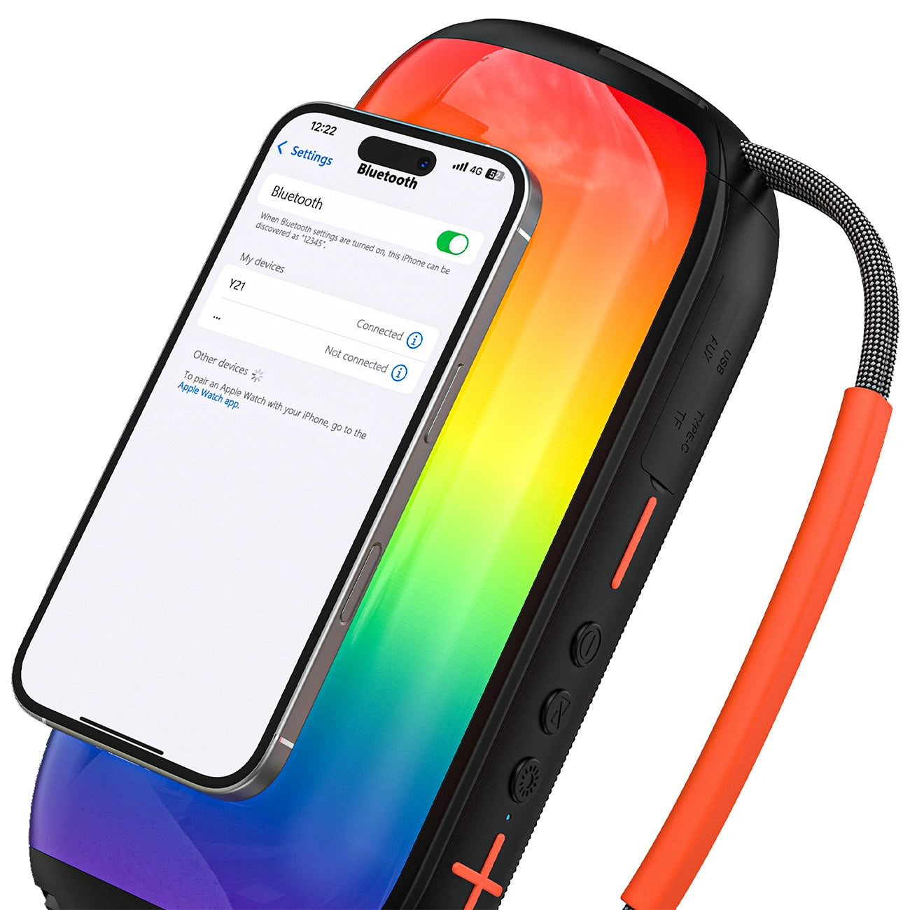 Dudao Y21 Kannettava Bluetooth-kaiutin, 2 x 5W, TWS, RGB, Musta