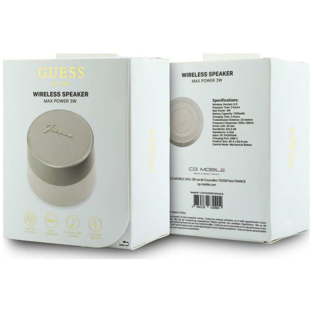 Kannettava Bluetooth-kaiutin Guess Script Metal Logo, 5W, TWS, Kultainen