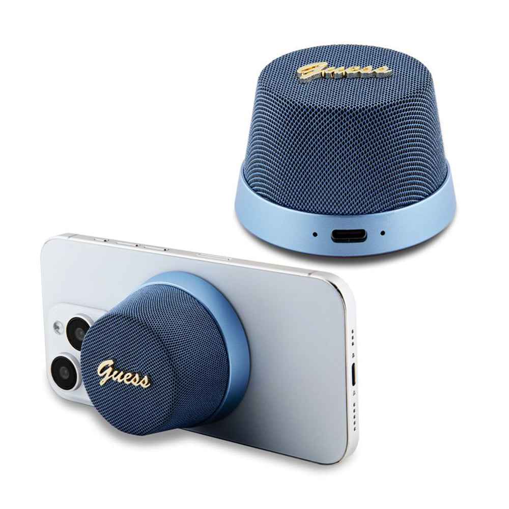 Bluetooth-kaiutin Guess Stand Magnetic Script Metal, 3W, Sininen