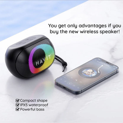 Kannettava Bluetooth-kaiutin HAVIT SK885BT, 8W, RGB, Vedenkestävä, Musta