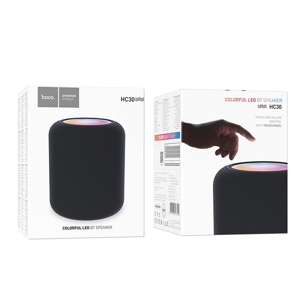 Kannettava Bluetooth-kaiutin HOCO HC30, 5W, TWS, RGB, Musta