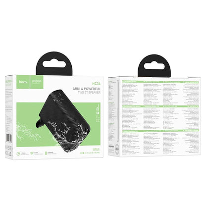 Kannettava Bluetooth-kaiutin HOCO HC34, 5W, TWS, Vedenkestävä, Musta