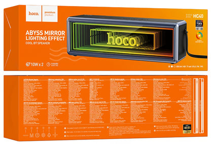 Kannettava Bluetooth-kaiutin HOCO HC40, 2 x 10W, TWS, RGB, Musta