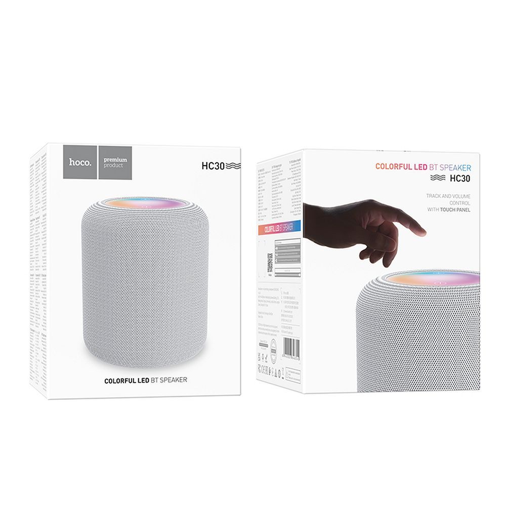 HOCO HC30 Portable Bluetooth Speaker, 5W, TWS, RGB, Grey