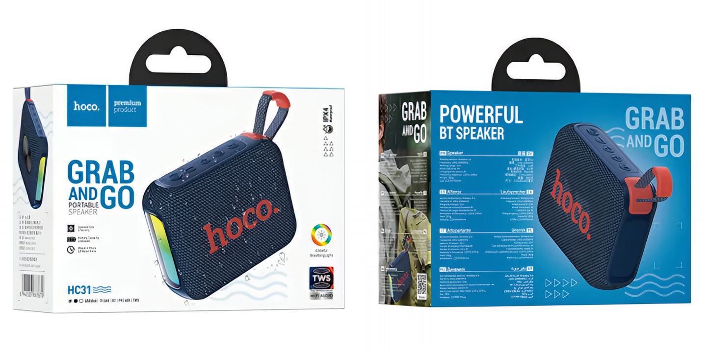 Kannettava Bluetooth-kaiutin HOCO HC31, 10W, TWS, RGB, Vedenkestävä, Tummansininen