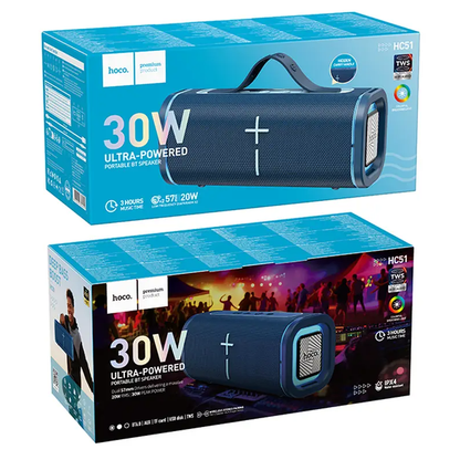 Kannettava Bluetooth-kaiutin HOCO HC51, 30W, TWS, RGB, Sininen