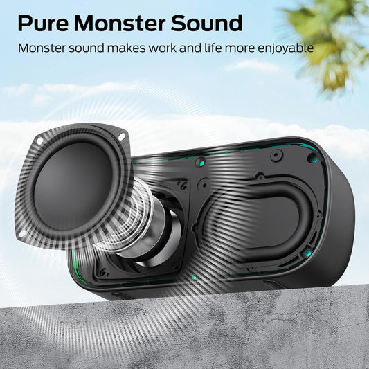 Kannettava Bluetooth-kaiutin Monster S150, 14W, TWS, RGB, vedenkestävä, musta