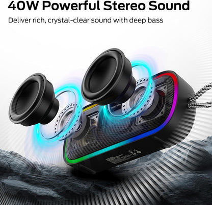 Kannettava Bluetooth-kaiutin Monster S150 Plus, 40W, TWS, RGB, vedenkestävä, musta