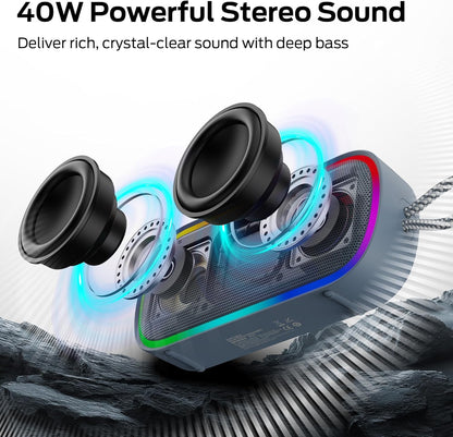 Kannettava Bluetooth-kaiutin Monster S150 Plus, 40W, TWS, RGB, vedenkestävä, vaalea kerma
