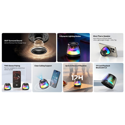 Kannettava Bluetooth-kaiutin Monster Mag Flux, 5W, TWS, RGB, Musta