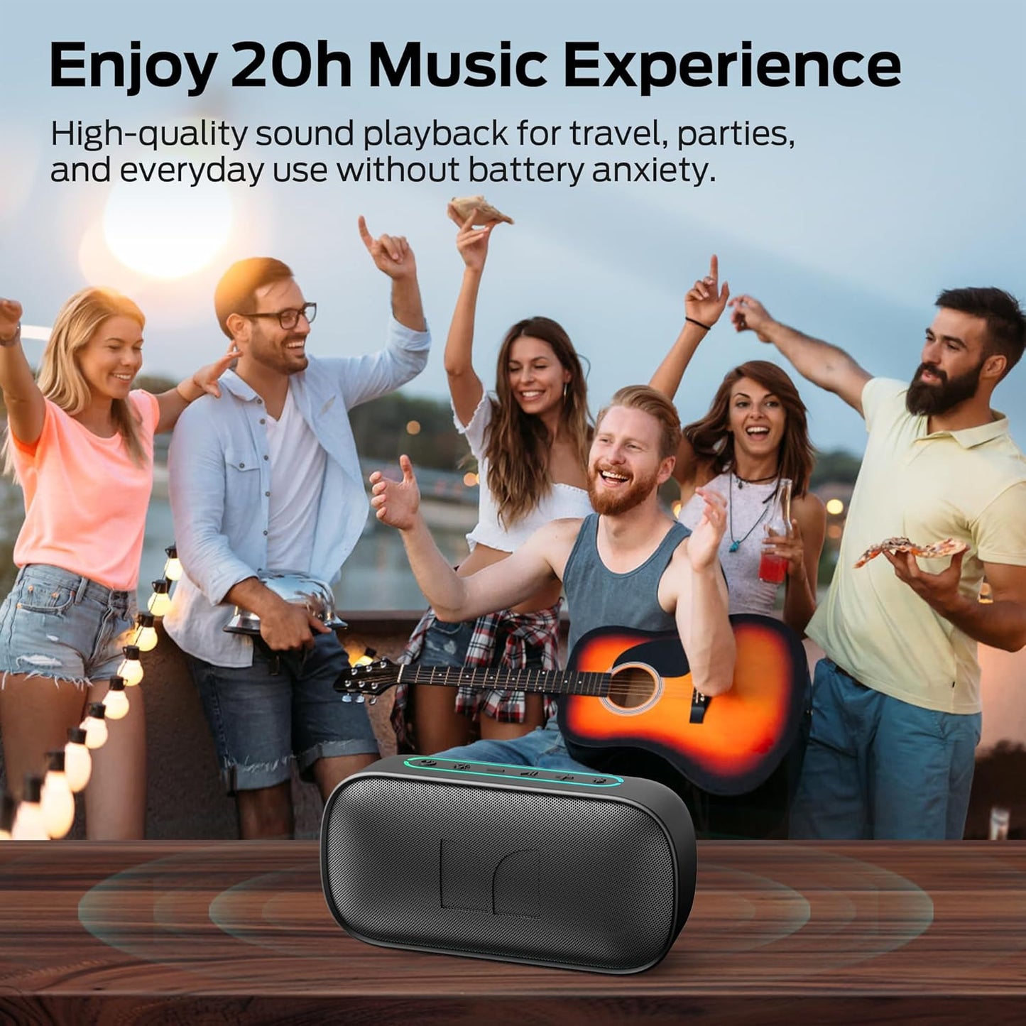 Kannettava Bluetooth-kaiutin Monster S150, 14W, TWS, RGB, vedenkestävä, musta