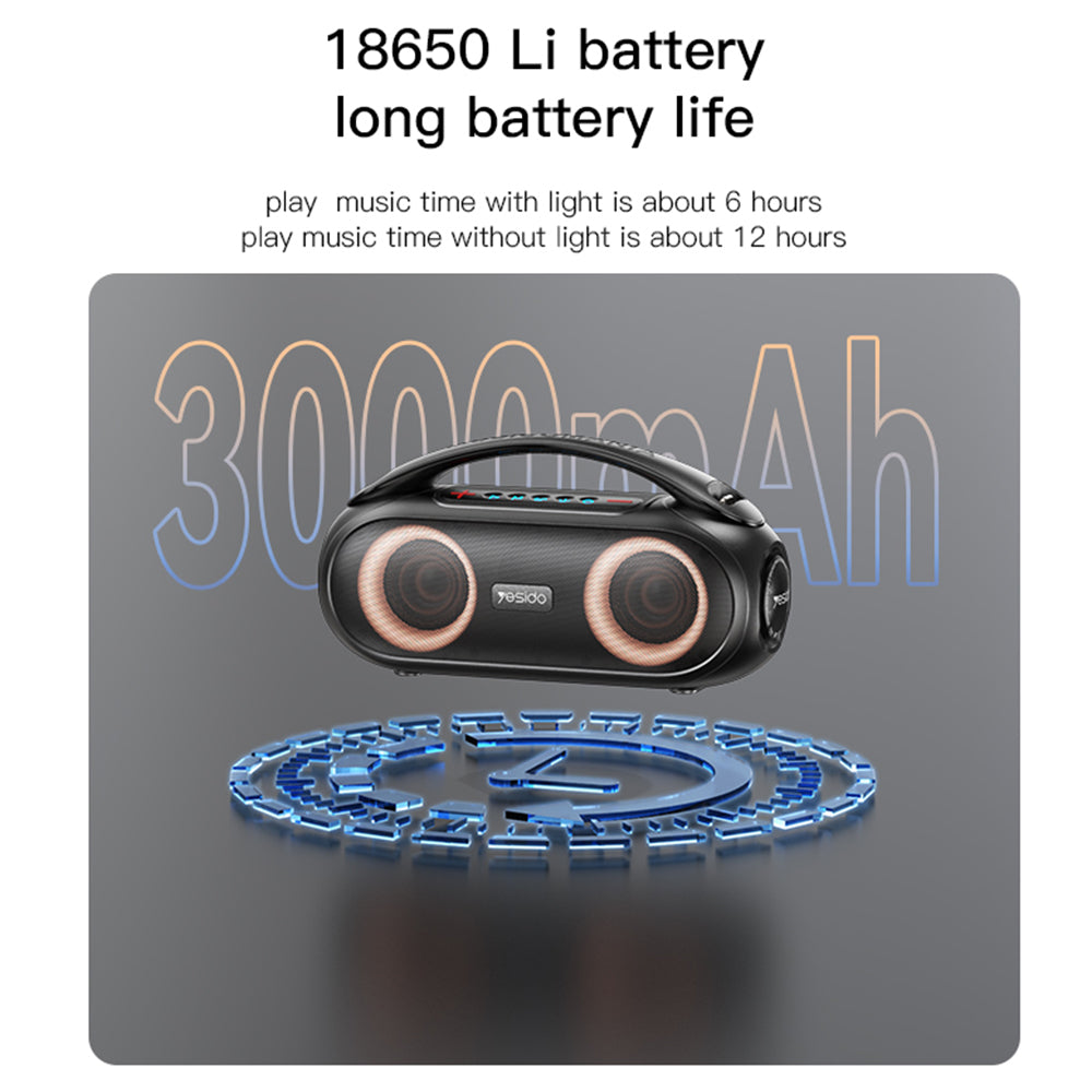 Kannettava Bluetooth-kaiutin Yesido YSW19, 40W, RGB, Vedenkestävä, Musta