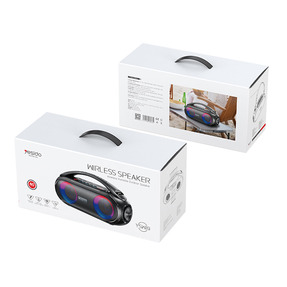 Kannettava Bluetooth-kaiutin Yesido YSW19, 40W, RGB, Vedenkestävä, Musta