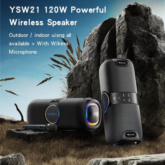Bluetooth-kaiutin Yesido YSW21 Karaoke, 120W, RGB, Vedenkestävä, Musta