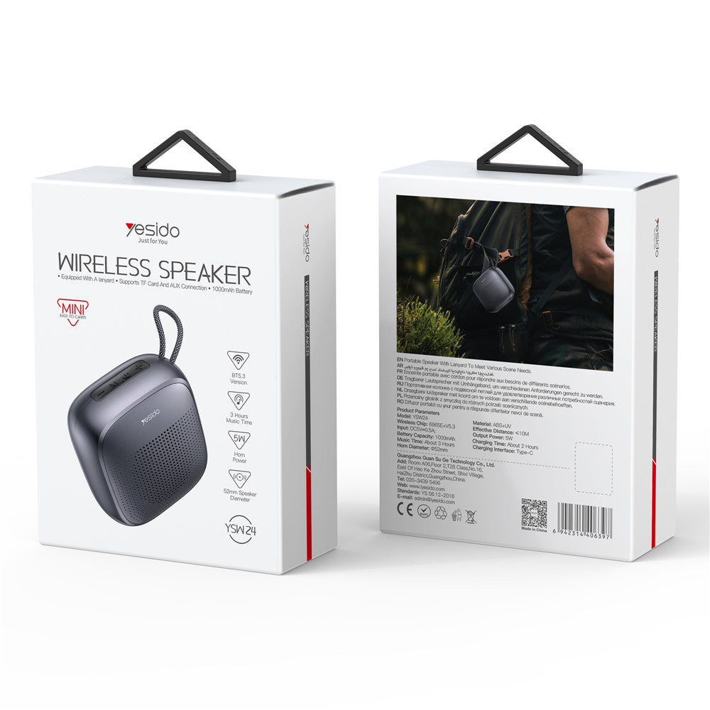 Kannettava Bluetooth-kaiutin Yesido YSW24, 5W, Vedenkestävä, Musta