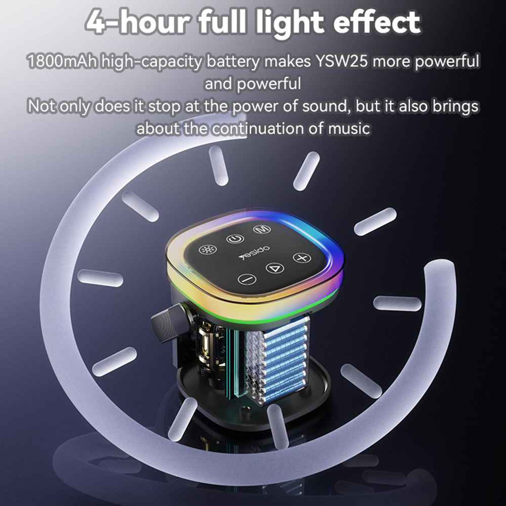 Kannettava Bluetooth-kaiutin Yesido YSW25, 5W, RGB, Musta