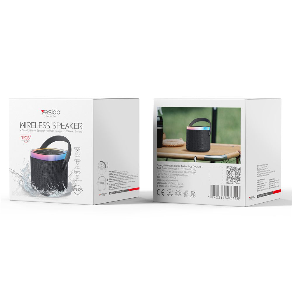 Kannettava Bluetooth-kaiutin Yesido YSW25, 5W, RGB, Musta