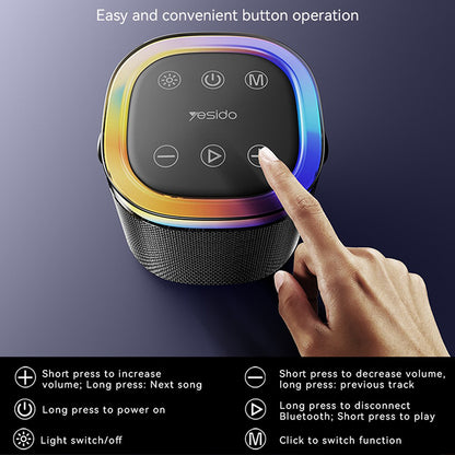 Kannettava Bluetooth-kaiutin Yesido YSW25, 5W, RGB, Musta