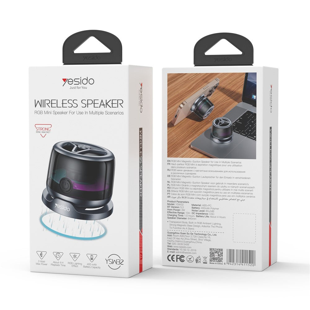 Kannettava Bluetooth-kaiutin Yesido YSW32, 3W, RGB, Musta