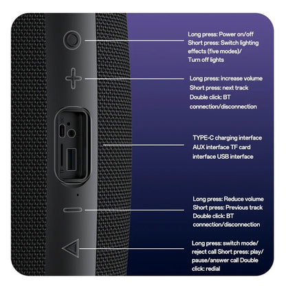 Bluetooth-kaiutin Yesido YSW38, 30W, TWS, RGB, Musta