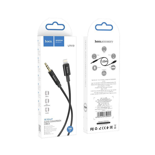 Äänikaapeli 3.5mm - Lightning HOCO UPA19, 1m, musta