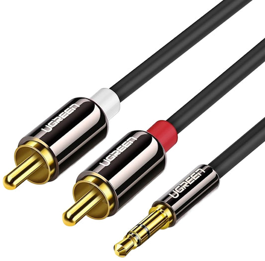 Audiojohto 3.5mm - 2 x RCA UGREEN AV116, 5m, Musta