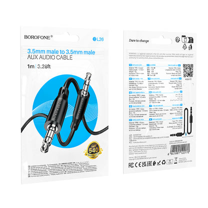 3,5 mm - 3,5 mm Borofone BL26 Standard äänikaapeli, 1 m, musta
