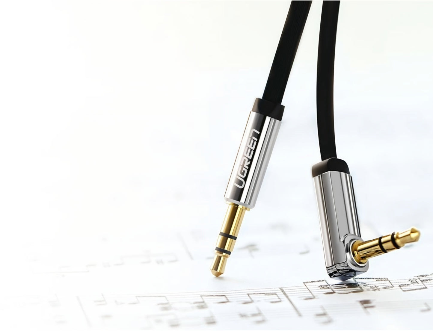 Audiojohto 3.5mm - 3.5mm UGREEN AV119 Angled, 2m, Musta