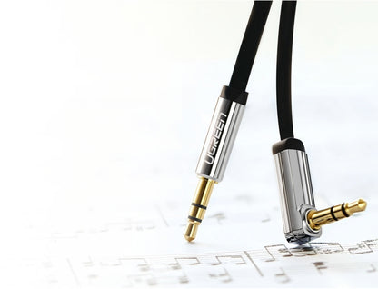 Audiojohto 3.5mm - 3.5mm UGREEN AV119 Angled, 2m, Musta