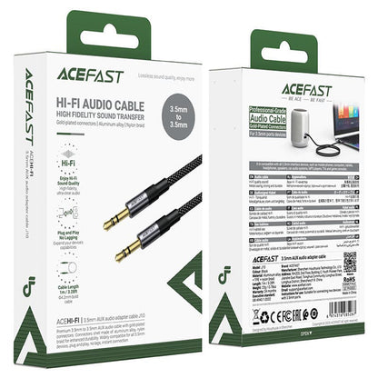 Audiojohto 3.5mm - 3.5mm Acefast J10, 1m, Musta