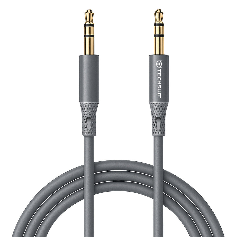 Audiojohto 3.5mm - 3.5mm Techsuit AC3 SoundFlex, 1m, Harmaa
