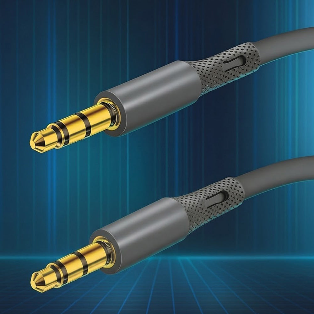 Audiojohto 3.5mm - 3.5mm Techsuit AC3 SoundFlex, 1m, Harmaa