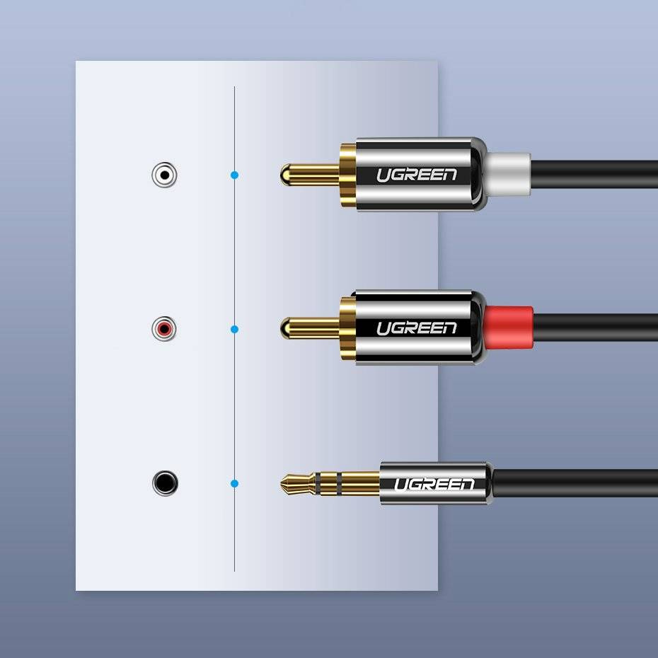 Audiojohto 3.5mm - 2 x RCA UGREEN AV116, 2m, Musta
