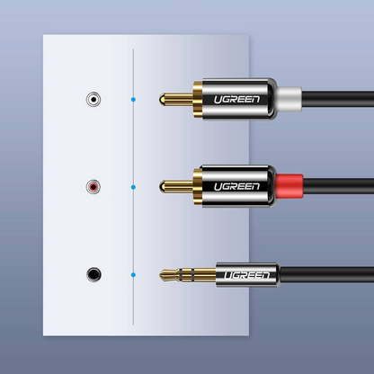 Audiojohto 3.5mm - 2 x RCA UGREEN AV116, 2m, Musta